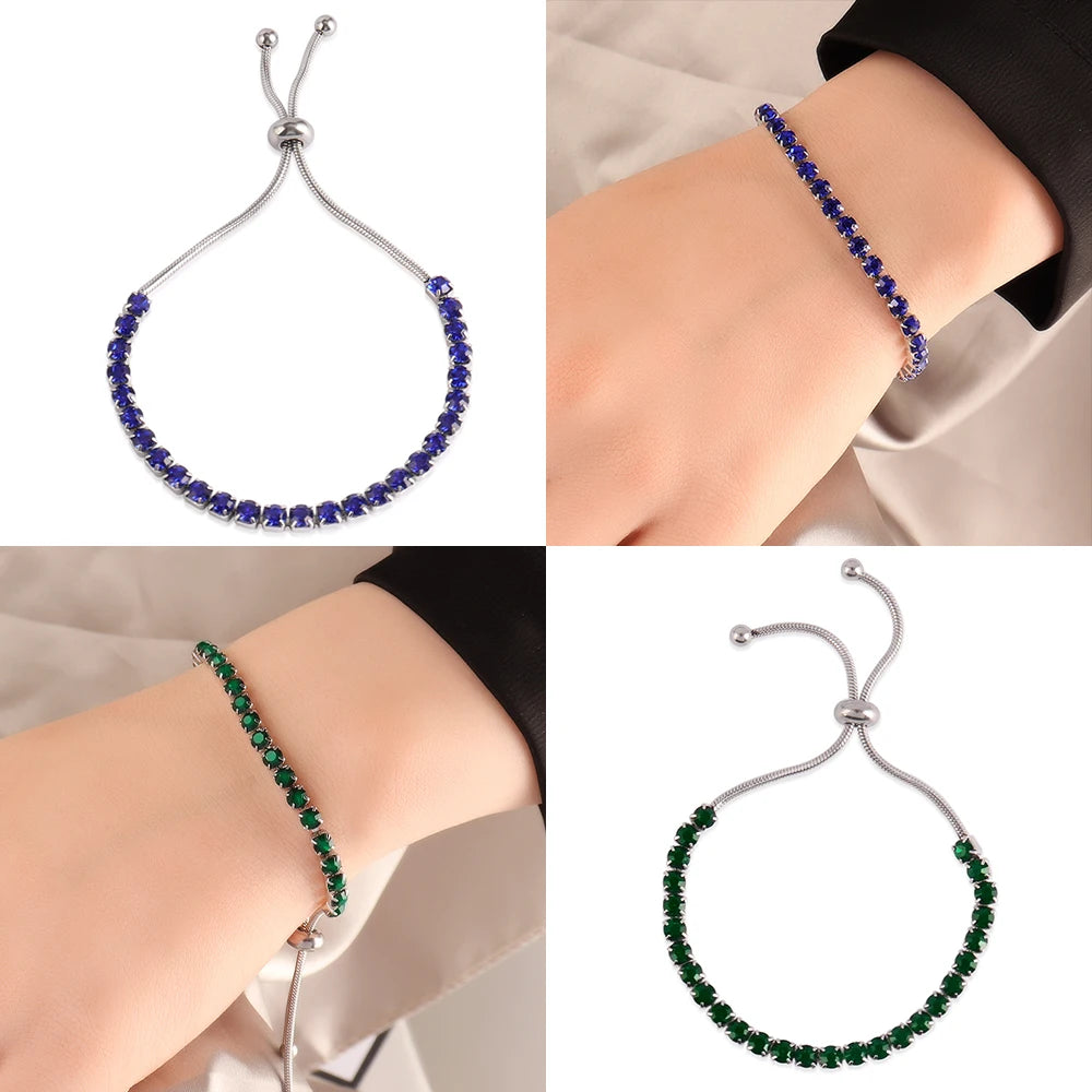 Fashion Stainless Steel Bracelet Femme Adjustable Bracelets 4mm Zircon Bracelet