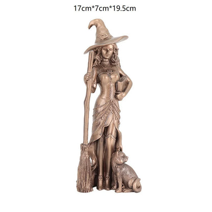 Flying Broomstick Witch Statue Retro Nordic Mysterious Magic Resin Home Decor