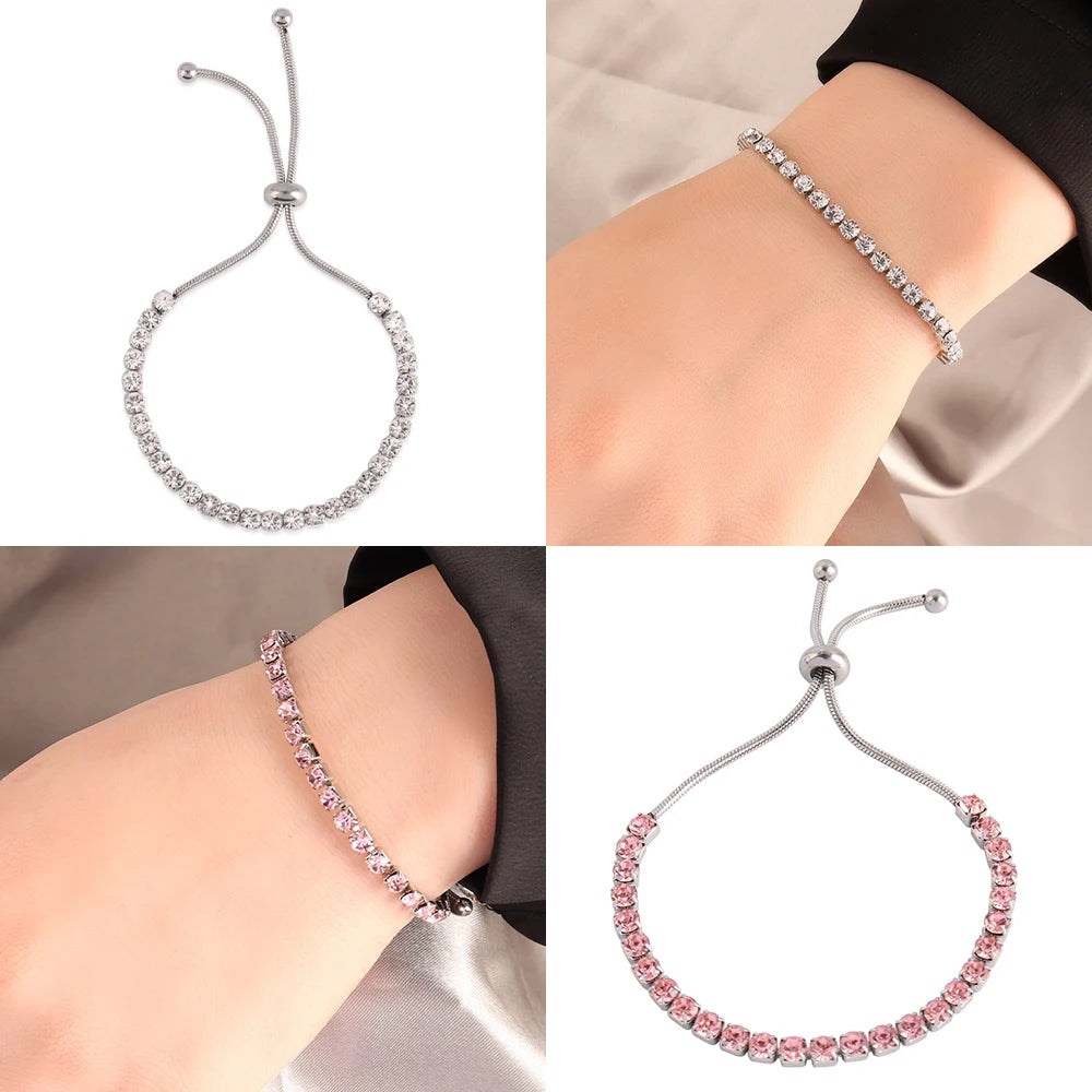 Fashion Stainless Steel Bracelet Femme Adjustable Bracelets 4mm Zircon Bracelet