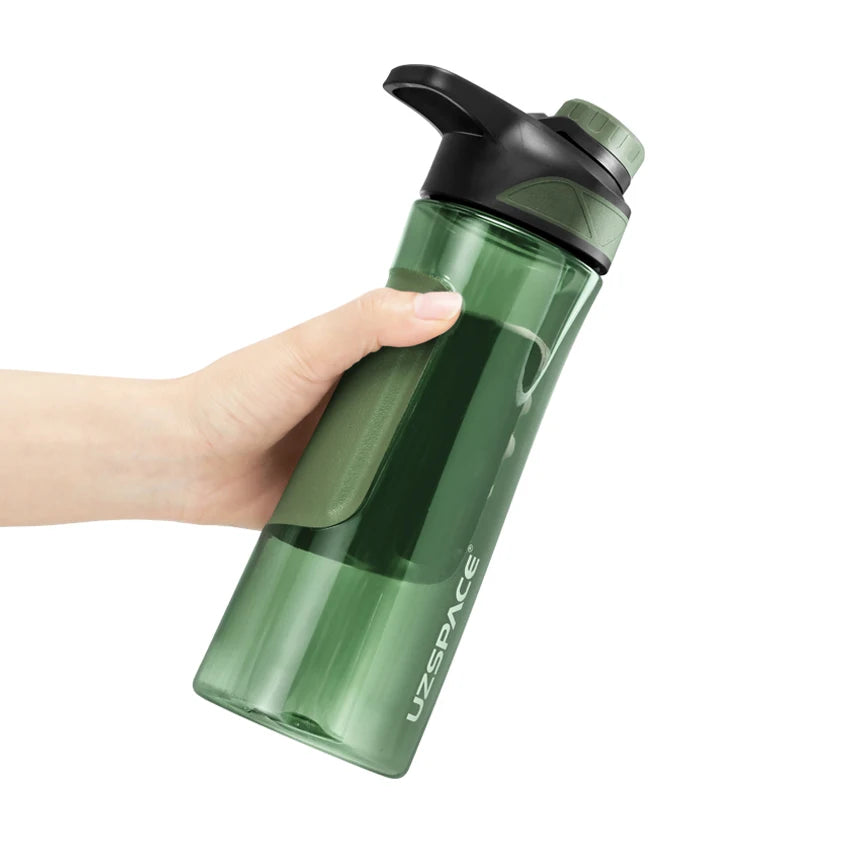 New UZSPACE Water Bottle BPA Free Shaker Portable Sport Plastic Cup Gym Kettle