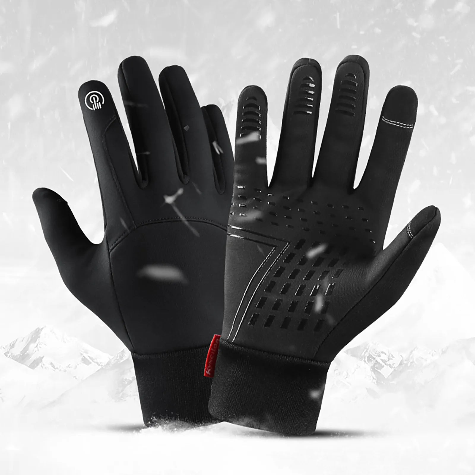 Black Winter Warm Gloves for Mens Running Skiing Cycling Gloves