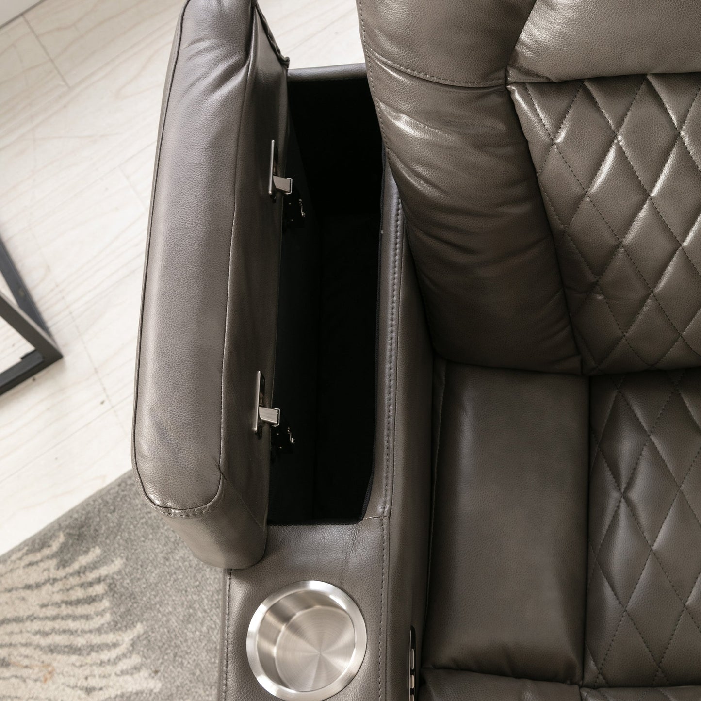 Power Motion Recliner With USB Charging Port and Hidden Arm Storage