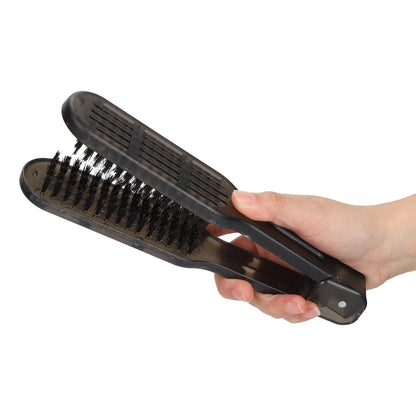 Pro Hairdressing Straightener Hairbrush Nylon Hair Straightening Double