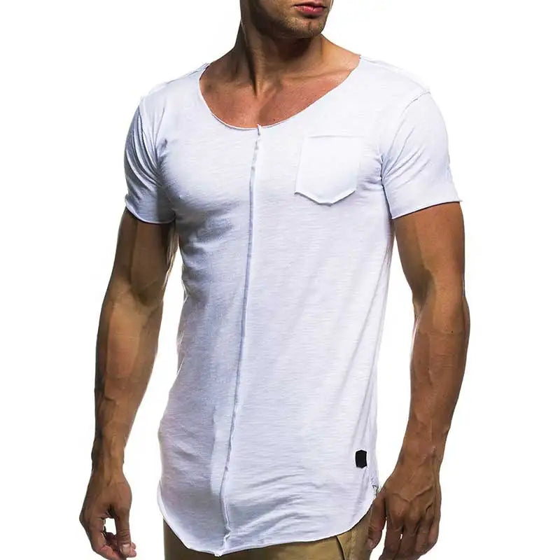 Men Fashion Patchwork T Shirt Short Sleeve Solid Men's T-Shirt