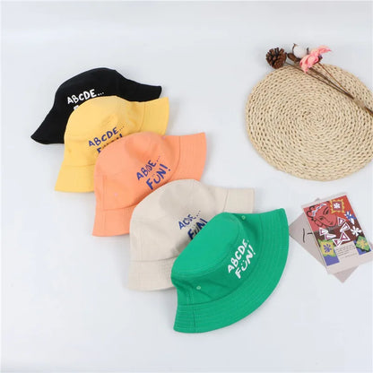 Spring Autumn Children's Bucket Hats Cartoon Letter Sun Hat Girls  Outdoor hat