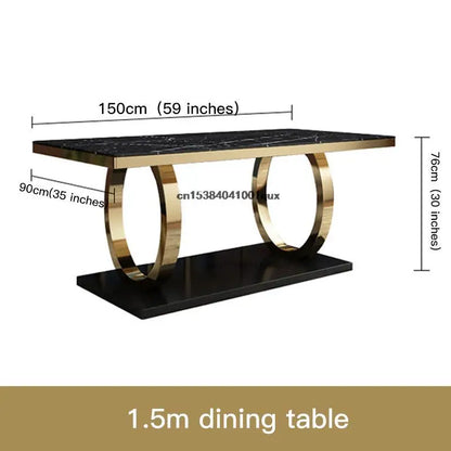 Home Furniture Marble Tabletop Dining Table and Chairs Sets Rectangle Table