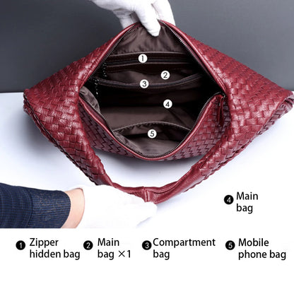 Dropshipping Woven Bag Vegan Leather Hobo Handbags for Women Top-Handle