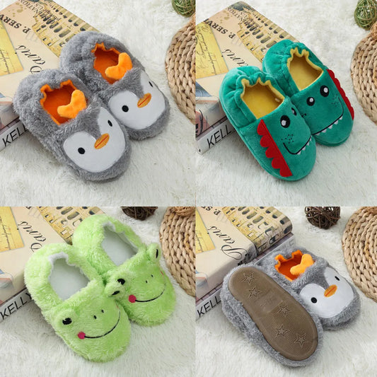 Toddler Infant Furry Slipper Kids Baby Warm Shoes Boys Girls Cartoon Soft-Soled