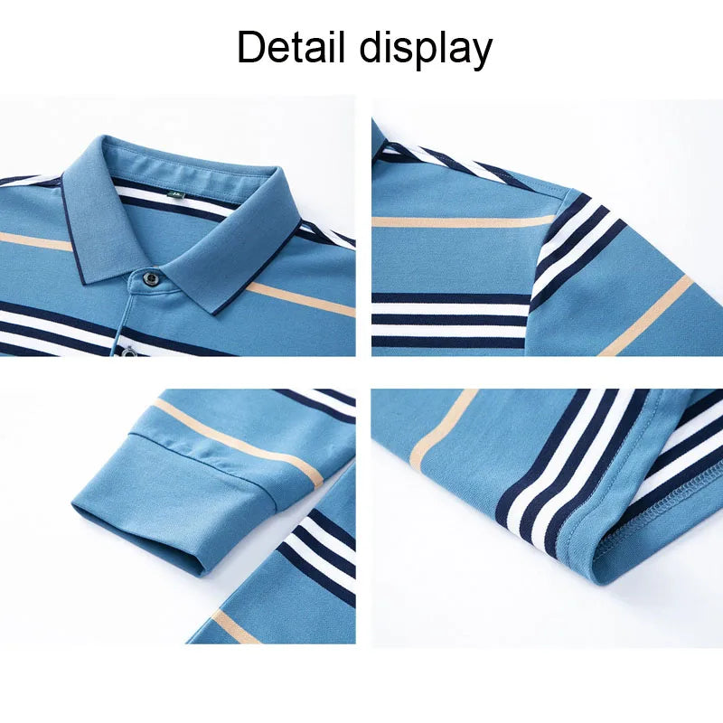 2024 New Arrival Men Striped Polo Shirt Long Sleeve Casual Autumn Clothing