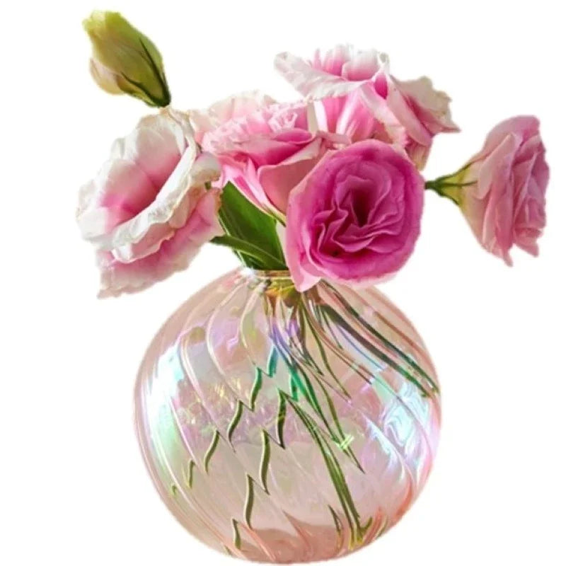 Iridescent Ball Vases Decoration Home Living Room Flower Pot for Interior Glass