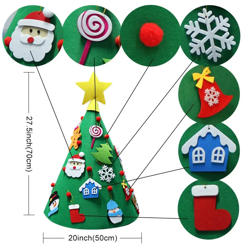 OurWarm DIY Felt Christmas Tree Snowman With Ornaments Fake Christmas Tree