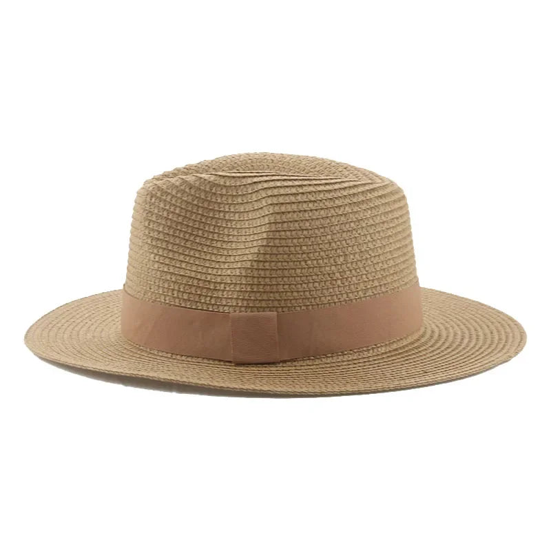 Hats for Women Bucket Sun Hats Ribbon Band Men Hat Straw Summer Panama Formal