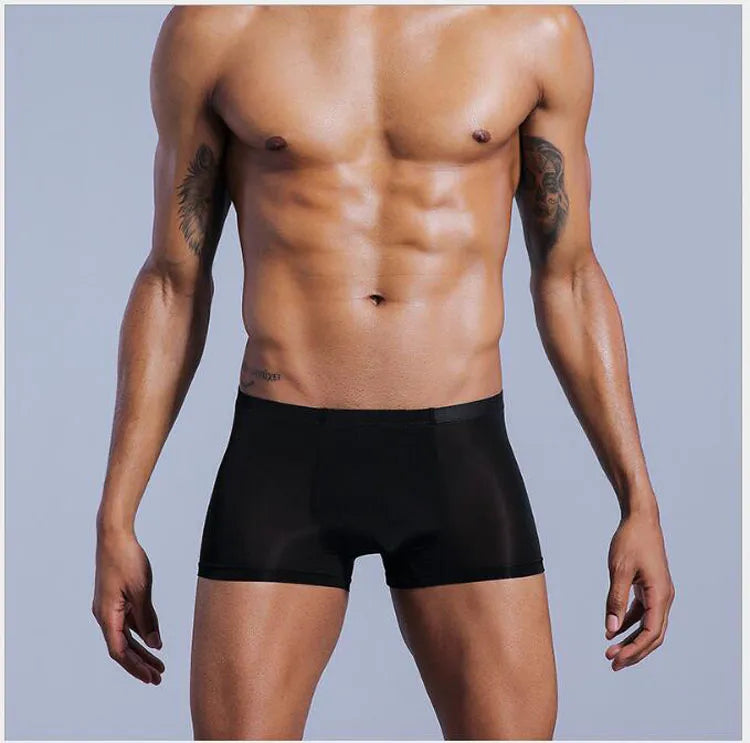 Very Thin Men's Underwear Nylon Ice Silk Boxers Double Bagged