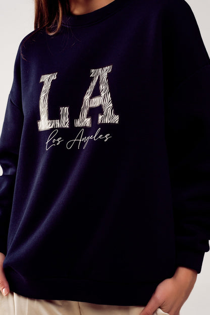 Los Angeles Oversized Sweat in Navy