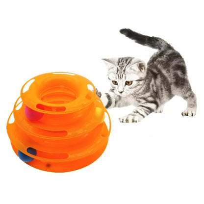 Three Levels Pet Cat Toy Tower Tracks Disc Cat Intelligence Amusement Disc