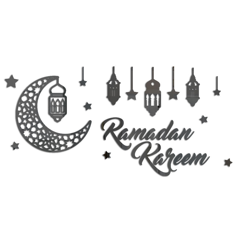 Muslim Islam Eid Mubarak Ramadan Crystal Mirror Wall Sticker Room Decorations