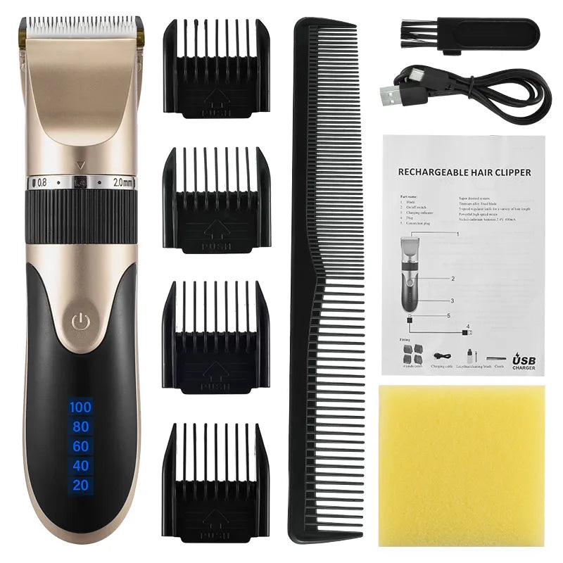 Professional Hair Clipper Men's Barber Beard Trimmer Rechargeable Hair Cutting