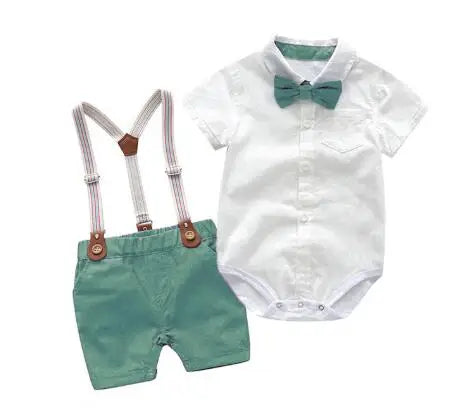 Newborn Baby Boy Bow Formal Romper Clothes Suits Gentleman Party Suit Soft