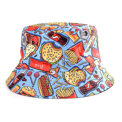 Spring Summer Cartoons Graffiti  Bucket Hat for Women Men Outdoor Foldable Hat