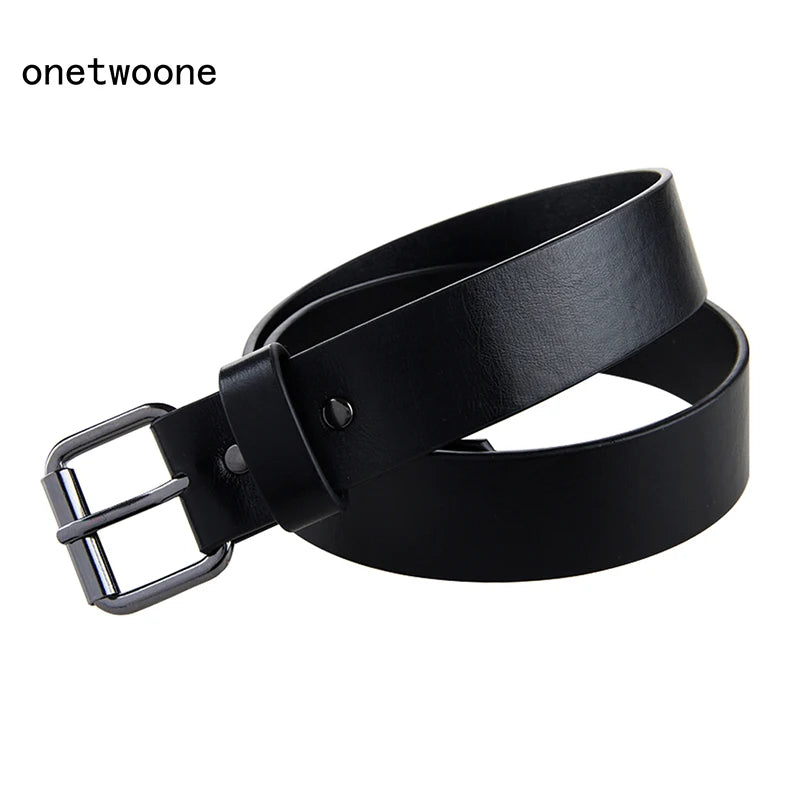 Good Qaulity Black PU Belt for Student School Boys Waist Straps Leather Belt