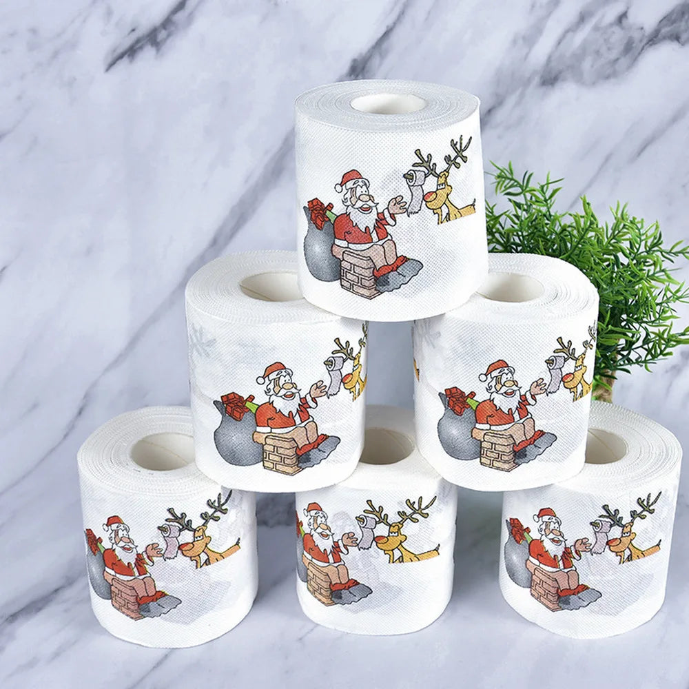 New Year Gifts 22m/Roll Santa Claus Reindeer Christmas Toilet Paper Christmas