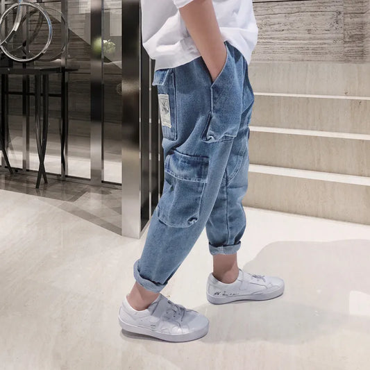 Boys Loose Pants Spring Denim Trousers for Children Korean Toddler Baby Clothes