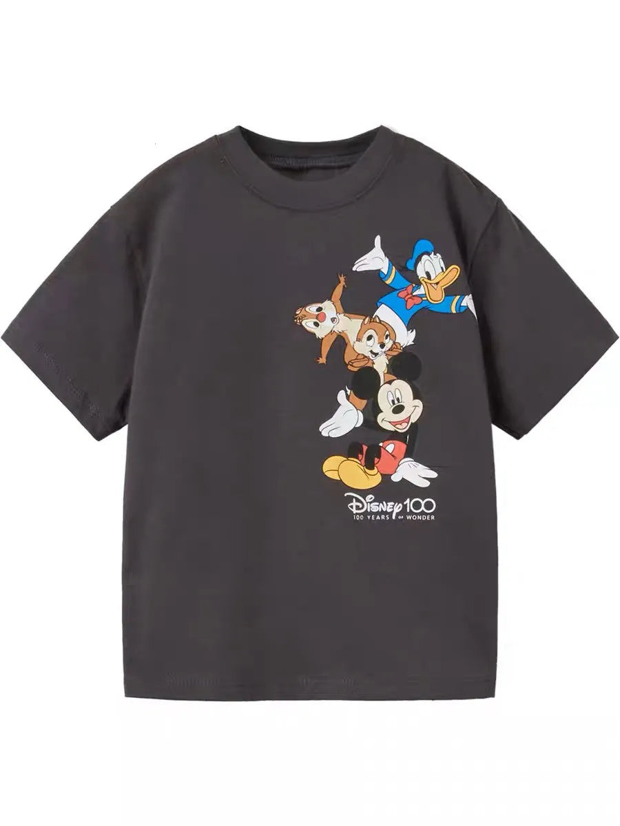 Mickey Cartoon T-Shirt for Boys Clothes Summer Thin Round Collar Disney