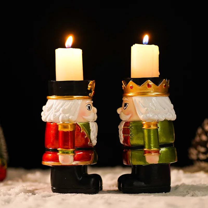 Decoration Home New Year 2025 Resin Nutcracker Candle Holder Gift