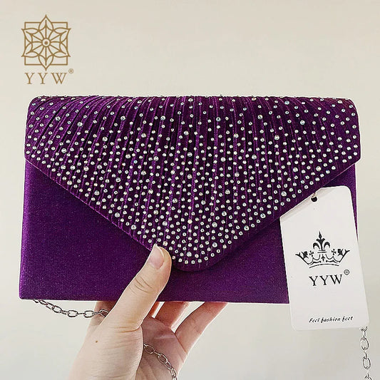 Purple Women Wedding Clutch Handbag Luxury PU Leather Bags Designed Clutch Purse