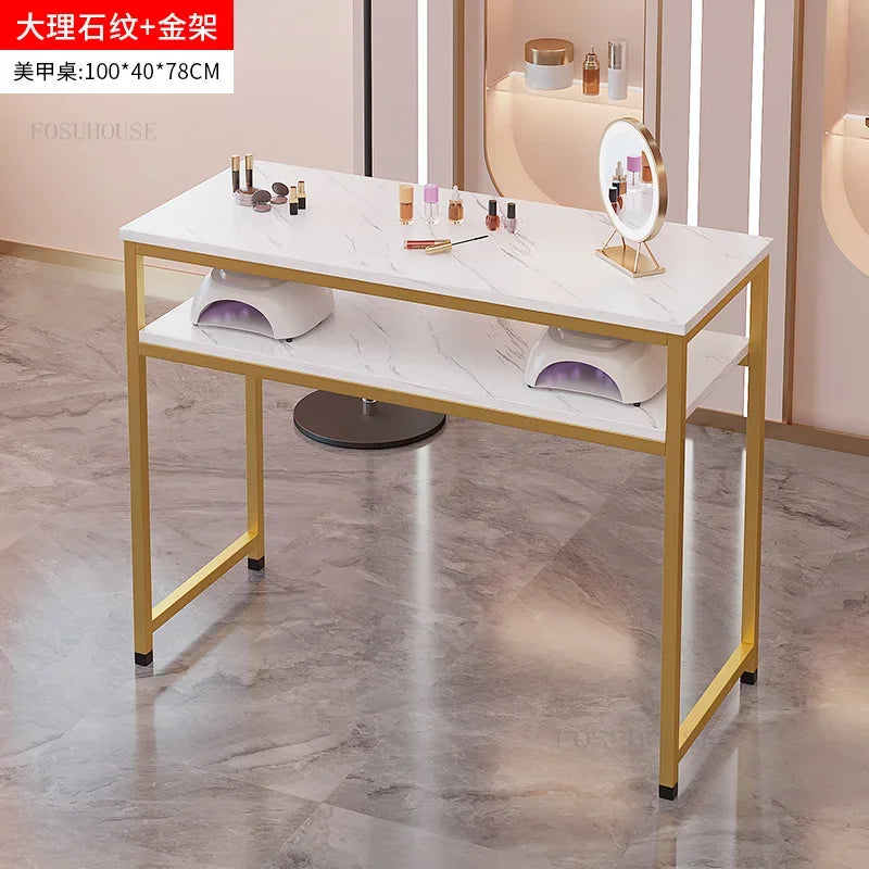 Nordic Single Nail Tables Modern Double Manicure Designer Marble