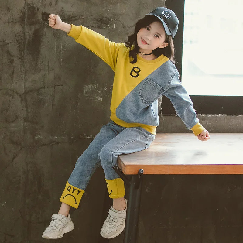 Children Clothing Set Hoodie Jeans Kids Tracksuit 2023 Spring Girls Costume Kids