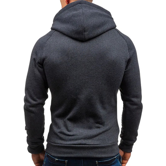 Men Hoodie Sweatshirt New Casual Solid Long Sleeve Mens Hoodies Slim Zipper