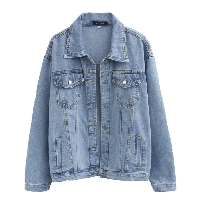 Vintage Women Jacket 2023 Autumn Winter Oversize Denim Jackets Blue Jeans