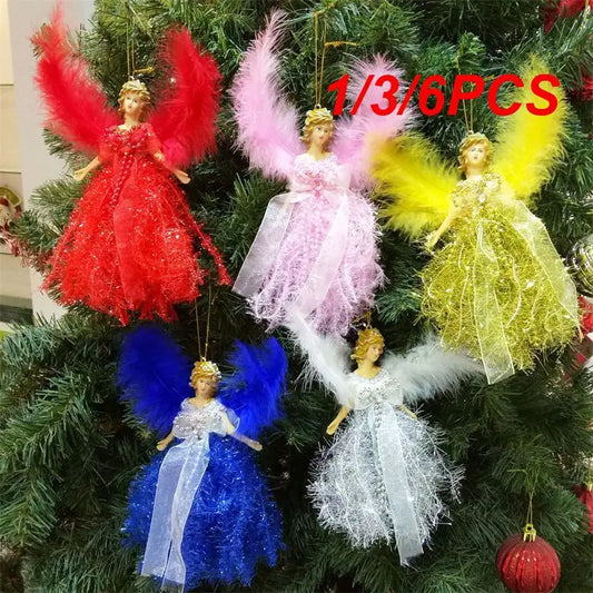 1/3/6pcs Christmas Angel Pendant Hanging Angels Christmas Tree Ornaments