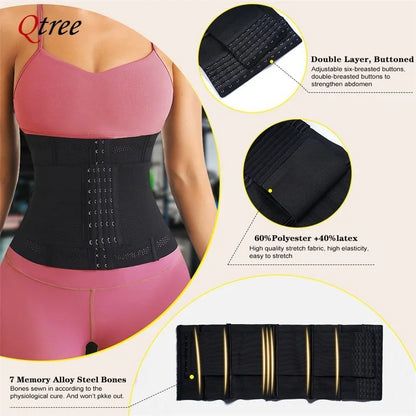 Qtree Waist Trainer for Women Hourglass Underbust Body Shaper With 7 Steel Bones