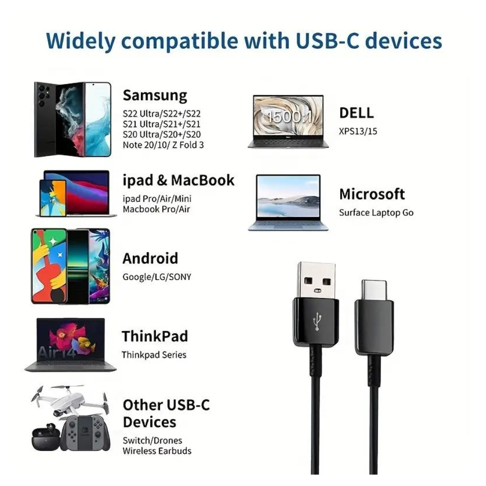 6ft USB-C Charger Type C Cable Cord