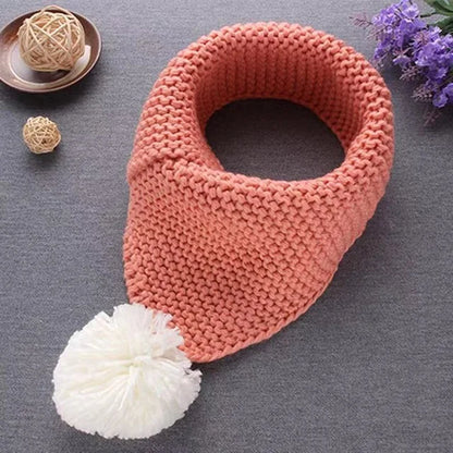 New Kids Winter Wool Collar Scarf for Children Knitted Collar With Ball