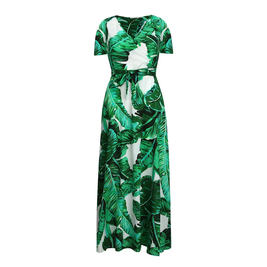 Leaf Print Women Clothing 2021 Bohemian Womens Summer Dress Plus Size Dress