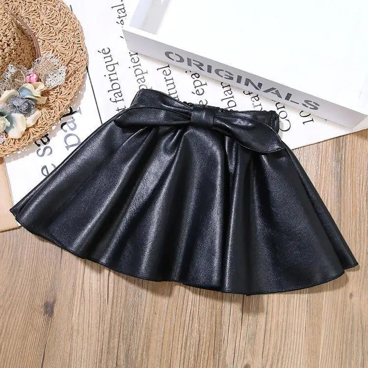 Girls' Skirts Leather Skirts Autumn and Winter Children's Outer Short Skirts