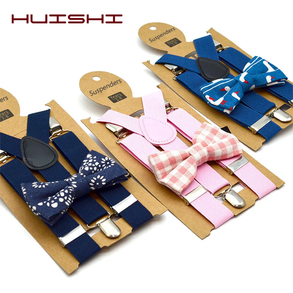 HUISHI Black Suspenders for Kids Christmas Wedding Accessories High Elastic