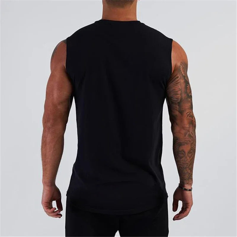 Summer Compression Gym Tank Top Men Cotton Bodybuilding Fitness Sleeveless