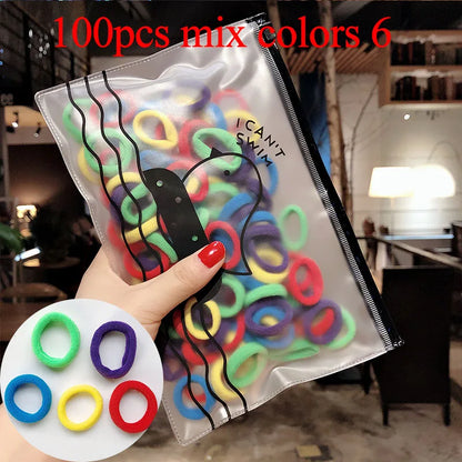 50/100pcs/Set Girls Colorful Nylon Small Elastic Hair