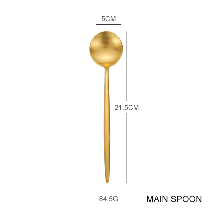 Stainless Steel 304 Matte Gold Flatware Hotel Luxury Dinnerware Spoon and Fork