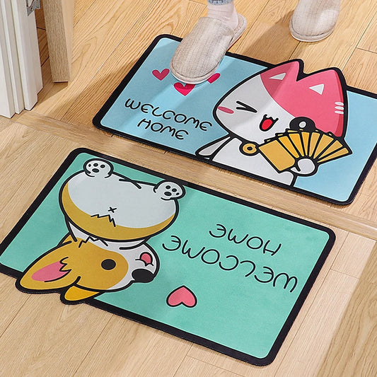 Creative Cartoon Animals Nordic Rug Non-Slip Absorbent Cute Rug