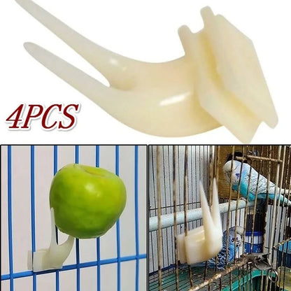 4Pcs Birds Parrots Fruit Fork Pet Supplies Plastic Food Holder Feeding on Cage