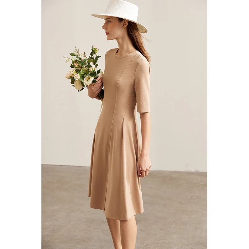 AMII Minimalism Dress for Women 2023 Spring Half Sleeve French