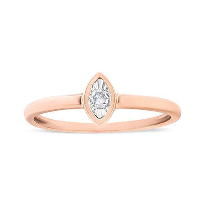 14K Rose Gold Plated .925 Sterling Silver Set Diamond Pear Shape Promise Ring