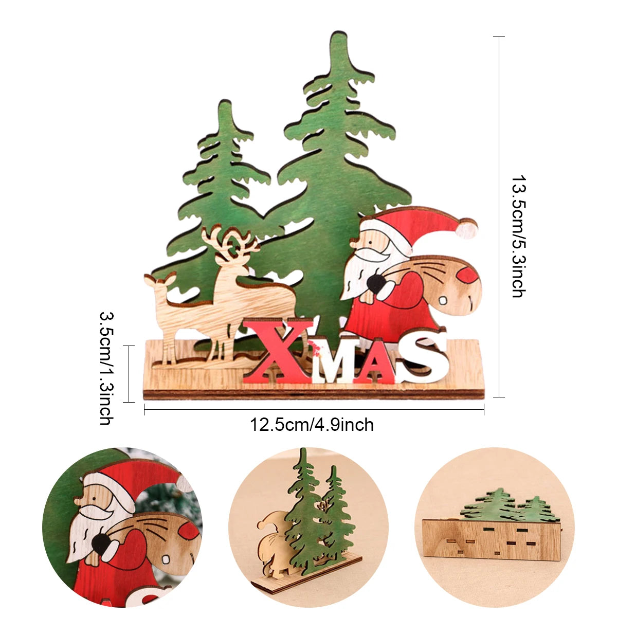 QIFU Xmas Noel Wooden Christmas Ornaments Merry Christmas Decor for Home