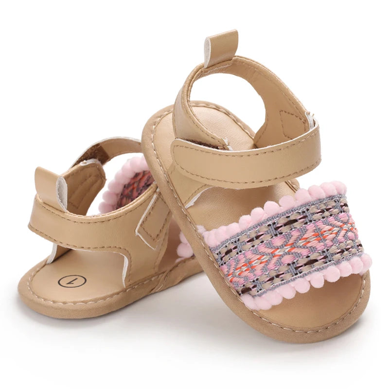 Summer Baby Girl Cute Flower Print Embroidered Sandal Soft