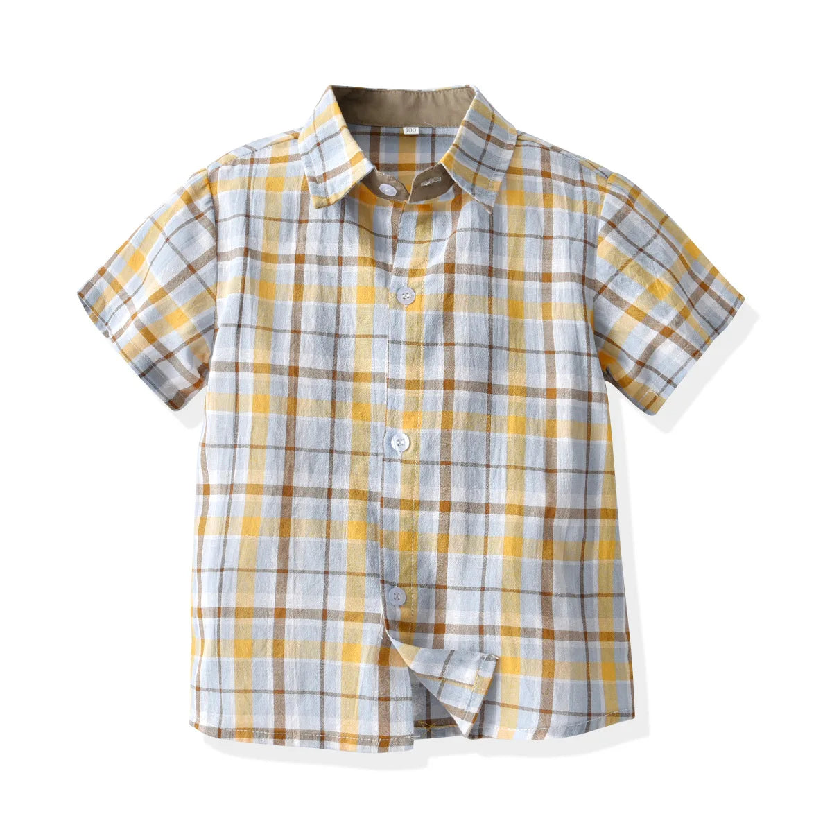 Boys' Plaid Short Sleeve Shirt Children's Summer Cardigan Casual T shirts